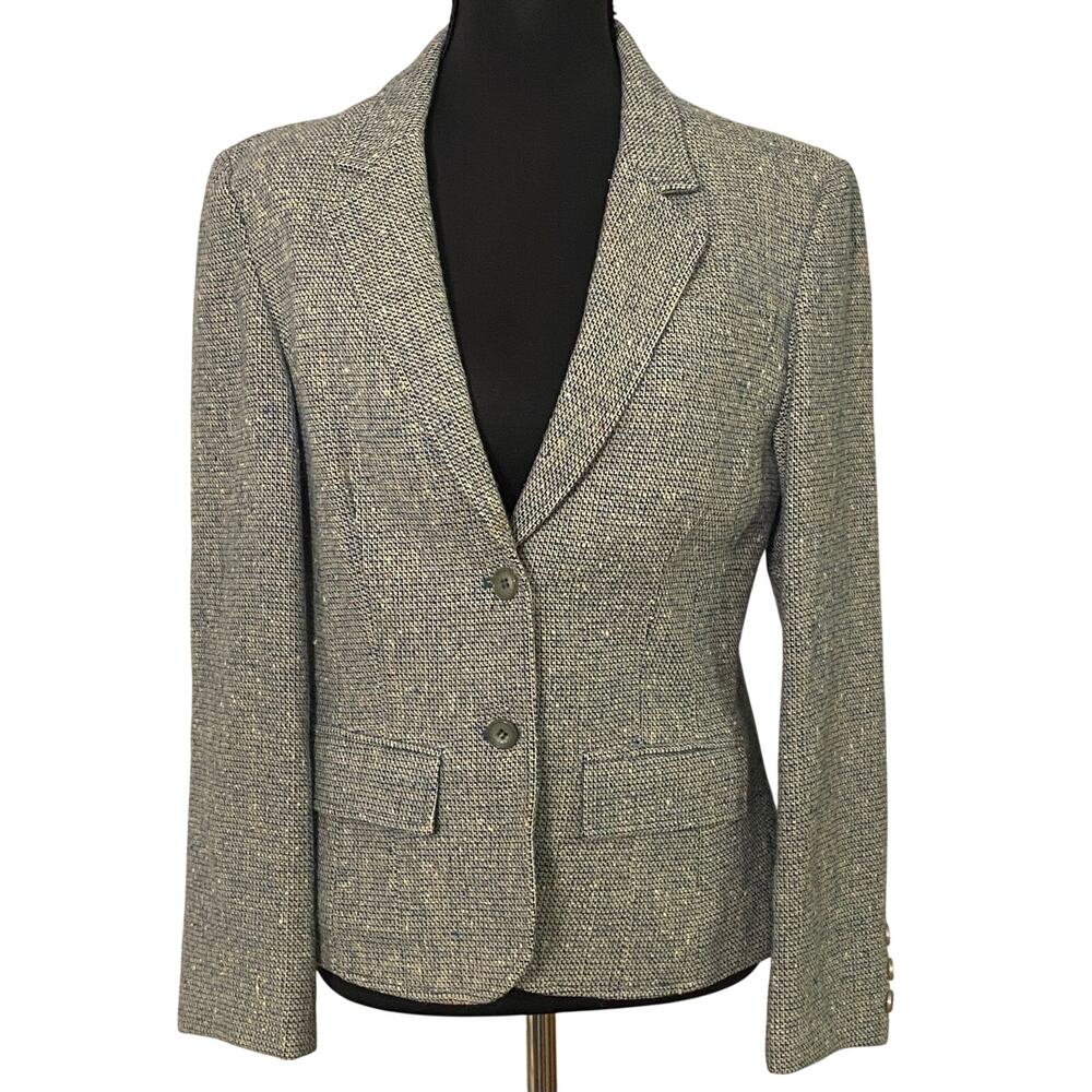 Vintage Pendleton Wool Tweed Blazer Blue Cream Tailored Academia Jacket Small
